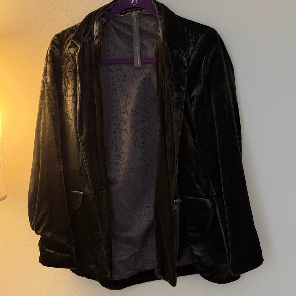Anthropologie Black Velvet Blazer